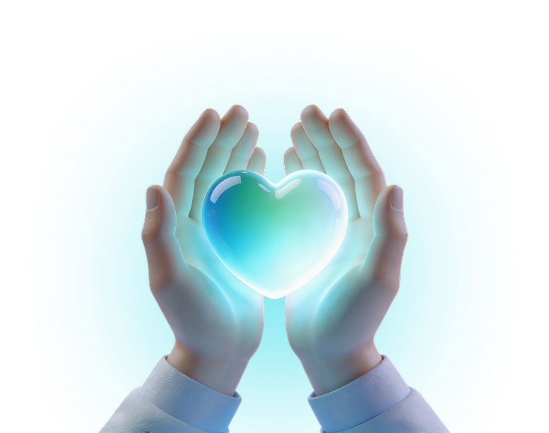 Неоновое сердце в руках